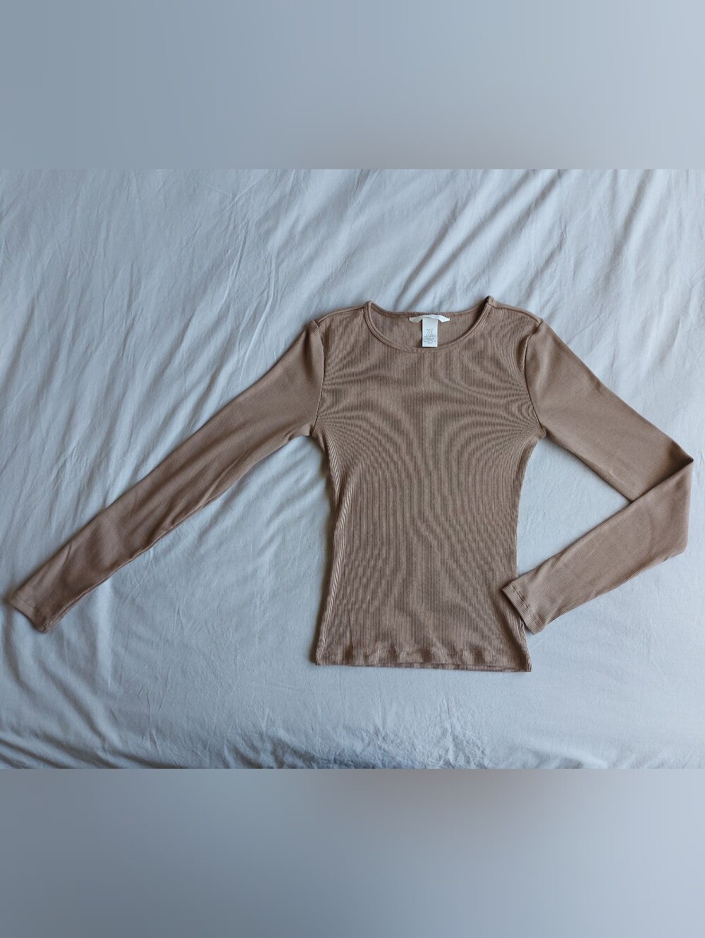 H&M Ribbed Long-Sleeve Top - Camel